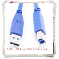 5 FT 1.5M Blue USB3.0 Cable AB Обеспечивает пропускную способность до 4.8 Гбит / с при использовании с хостом и устройством USB 3.0